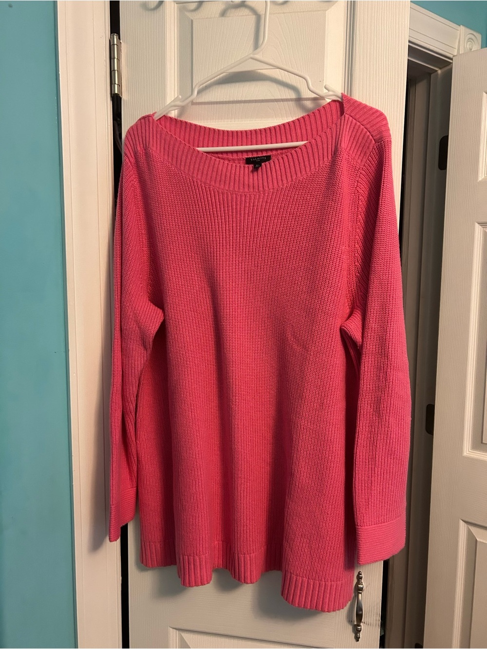 Talbots Bright Pink Ribbed Scoop-Neck Sweater